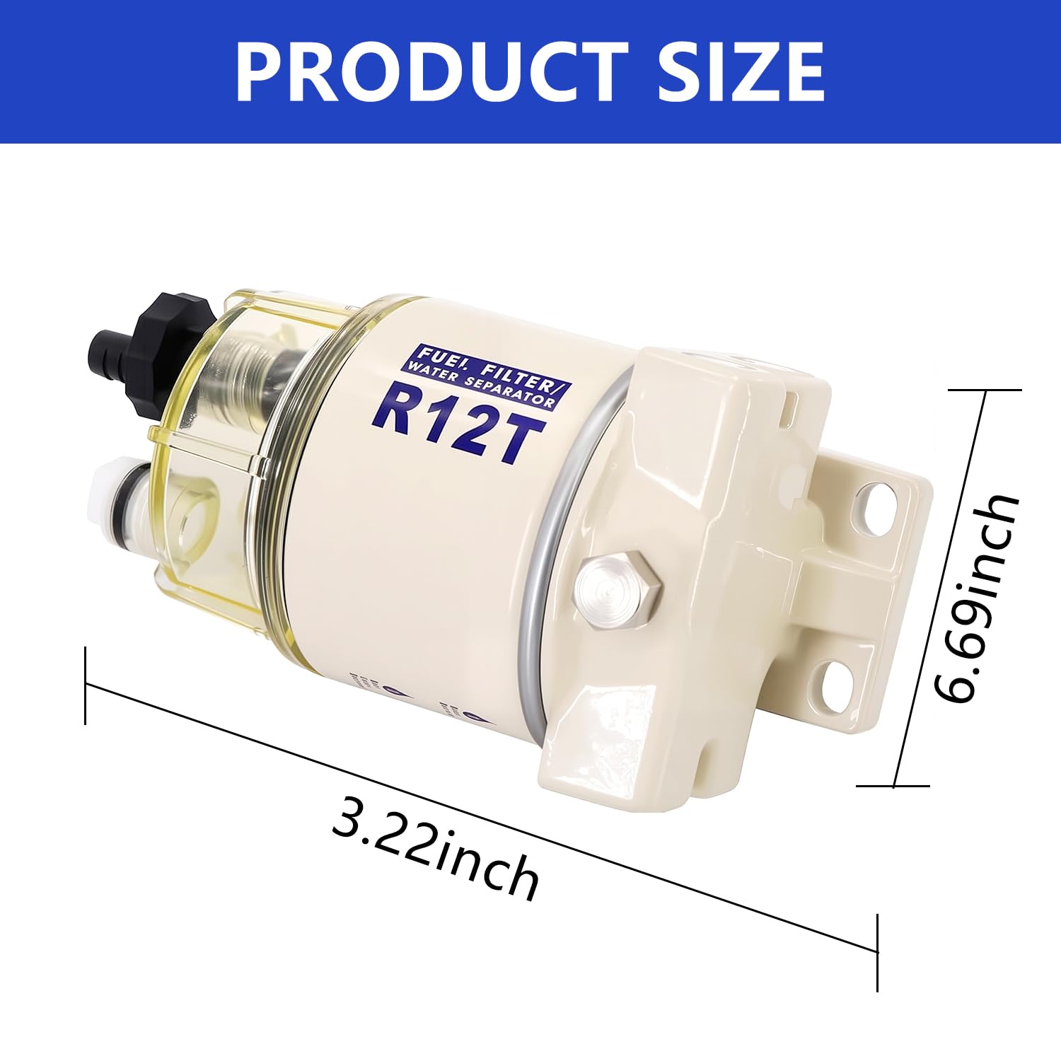 AUIVERED R12T transparent filter cup enables quick drain checks.