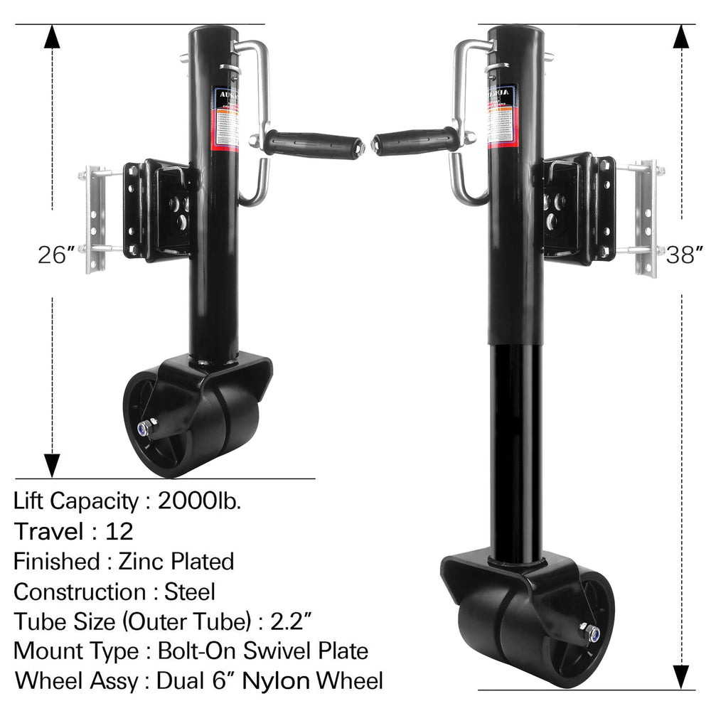 Aukayne boat trailer jack supports up to 2000 lbs capacity.