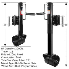 Aukayne boat trailer jack supports up to 2000 lbs capacity.