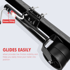 Aukayne trailer jack swivel bracket allowing vertical or parallel storage.