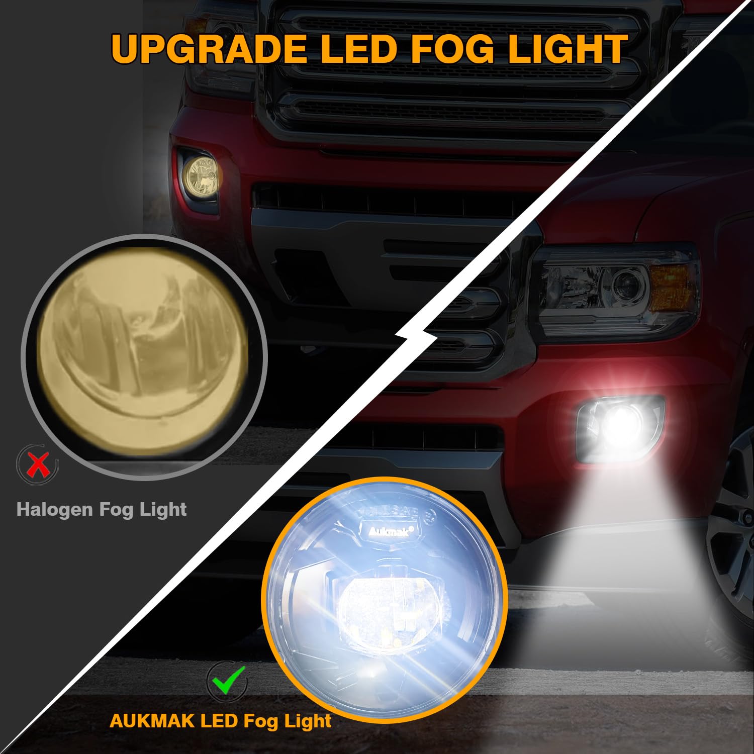 Aukmak Camaro 2010-2013 LED fog light demonstrates enhanced road illumination