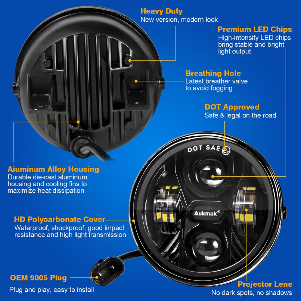 Aukmak F150 fog light diecast aluminum housing for durability.