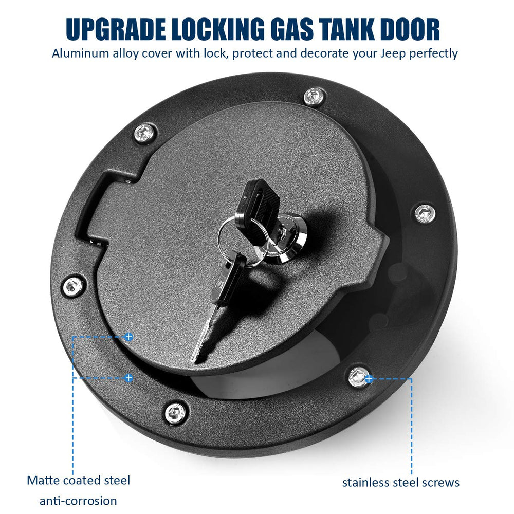 Aukmak Jeep Wrangler fuel cap cover installed on JK models