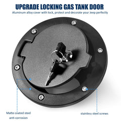 Aukmak Jeep Wrangler fuel cap cover installed on JK models