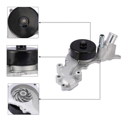 AULINK AW6699 water pump rear view, Jeep Wrangler, shows port connections and build