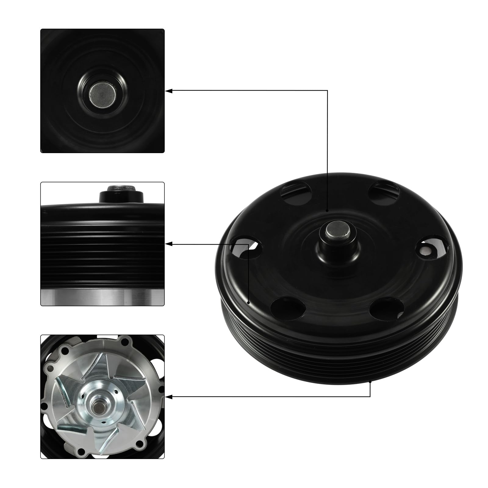 AULINK AW6738 water pump side view highlights rugged housing for high-load use.