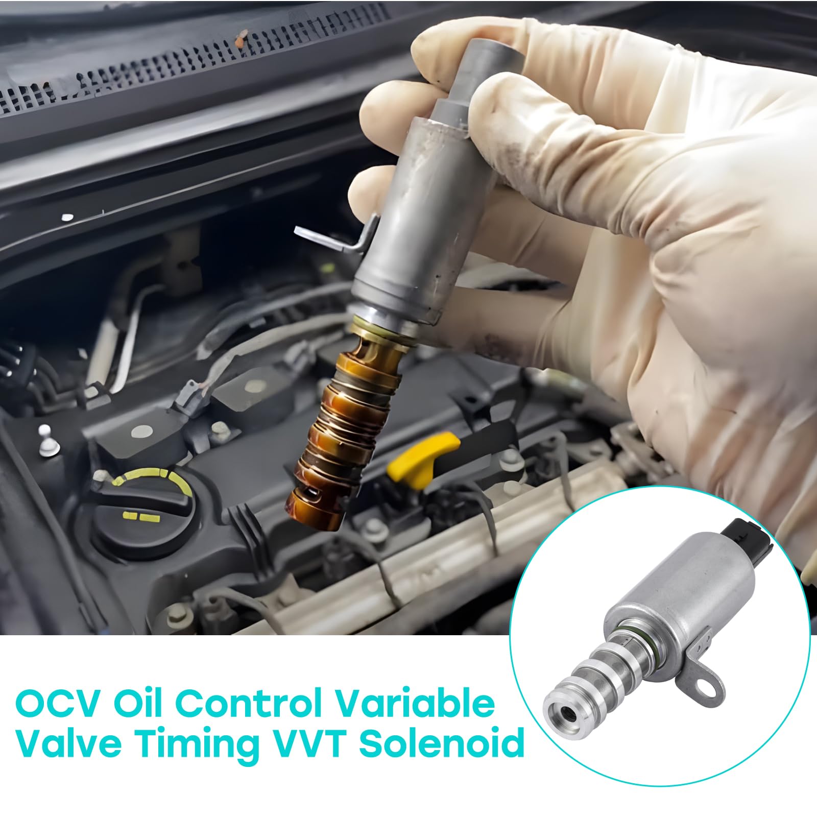 AULINK OCV solenoid close-up in engine bay with fittings