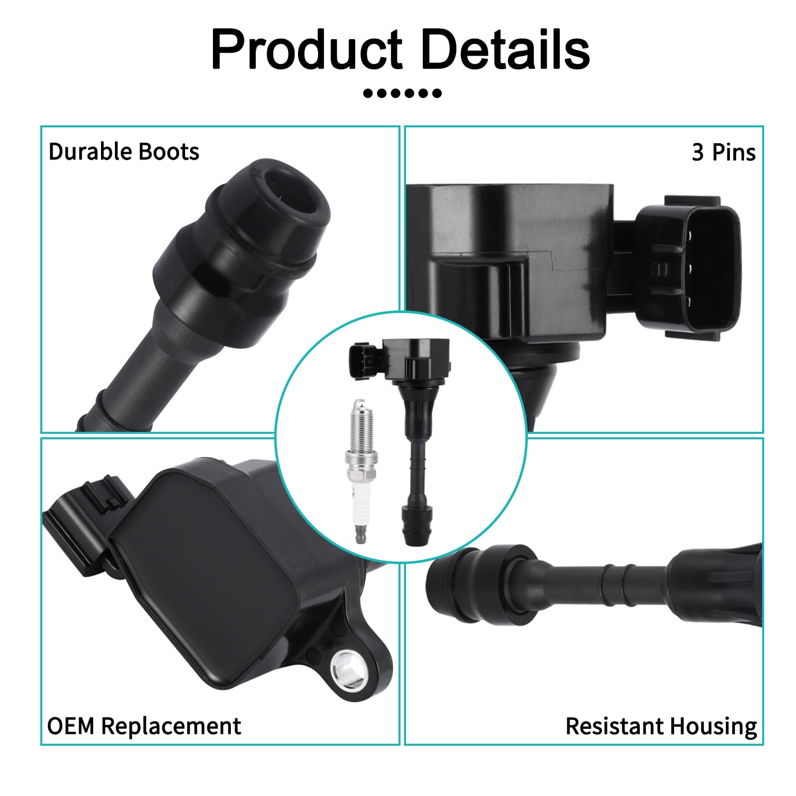 AULINK UF349 ignition coil close-up showing robust housing and precision build.