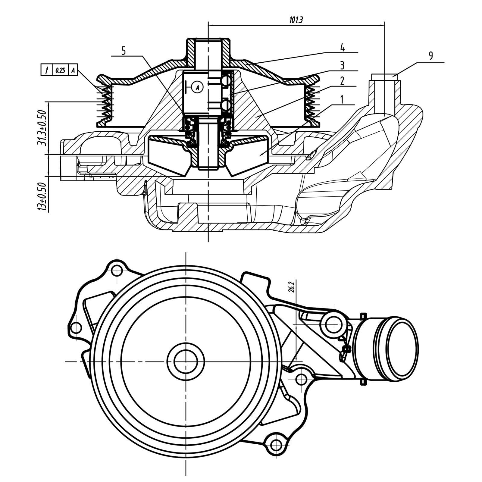 AULINK LR033993 water pump top housing with polished, corrosion-resistant surface