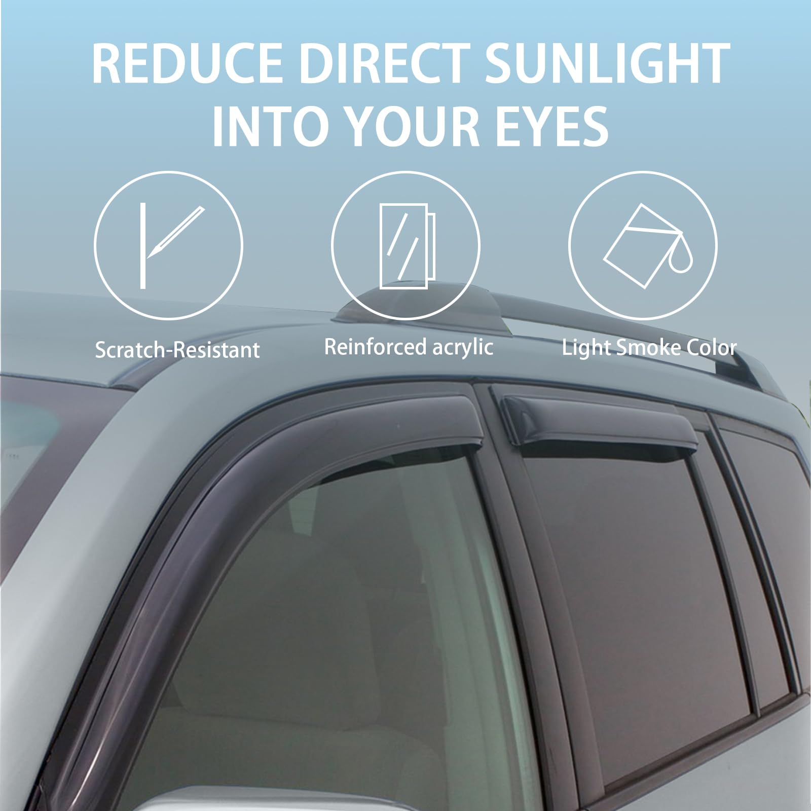 Four-piece Aumivoron rain guard kit with 3M adhesive for Toyota Sienna installation