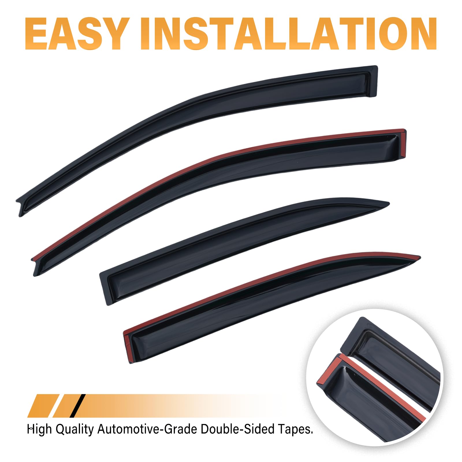Aumivoron Corolla rain guard rear-left shields interior from rain and glare.