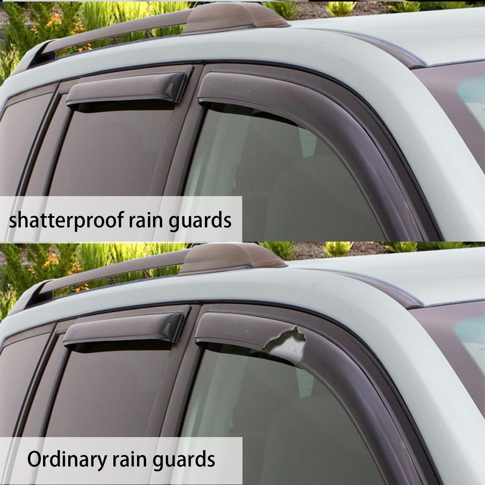 Side-view installation of Aumivoron rain guards on Toyota Sienna exterior