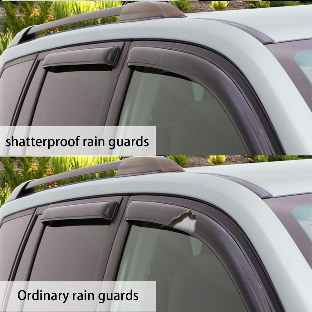Side-view installation of Aumivoron rain guards on Toyota Sienna exterior