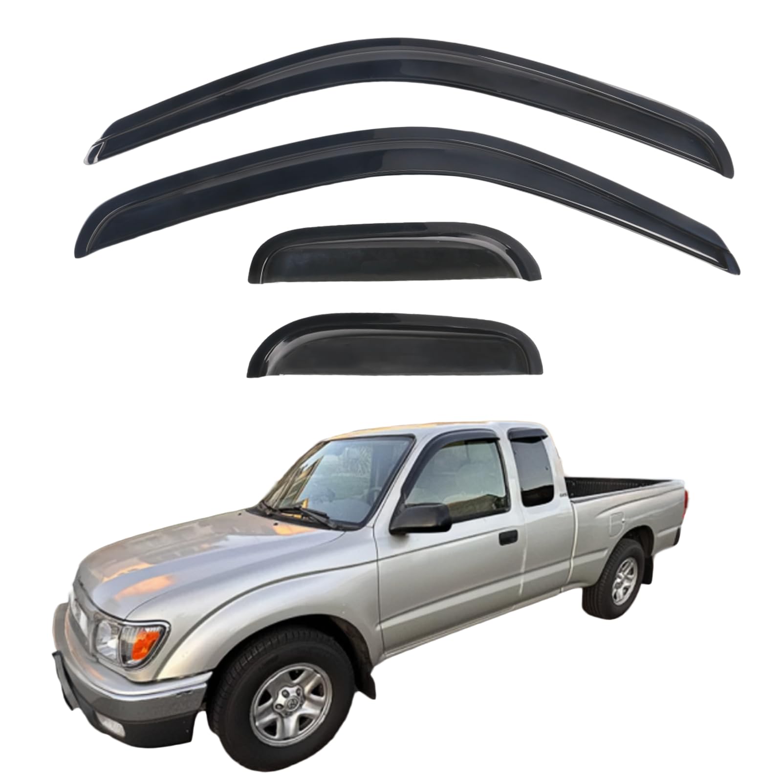 Aumivoron rain guards installed on a Tacoma showing weather protection and a sleek low-profile silhouette