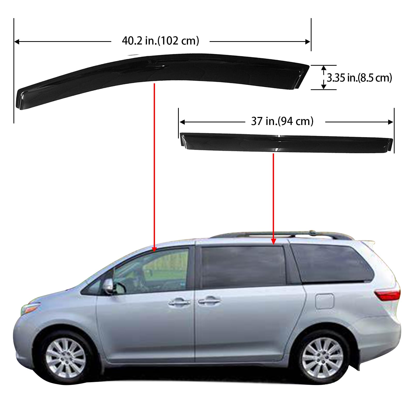 Aumivoron rain guards for Toyota Sienna front-right exterior with low-profile silhouette