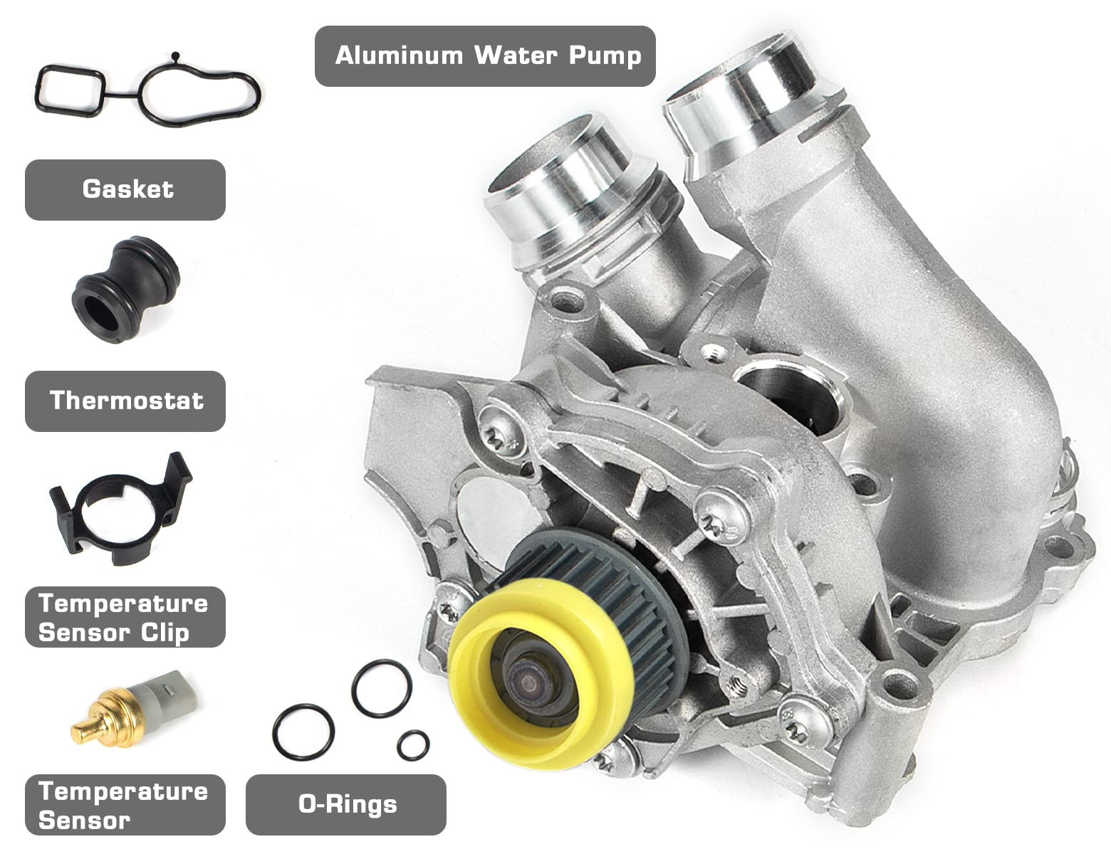 Aumzong engine water pump installed on engine demonstrating real-world fit.
