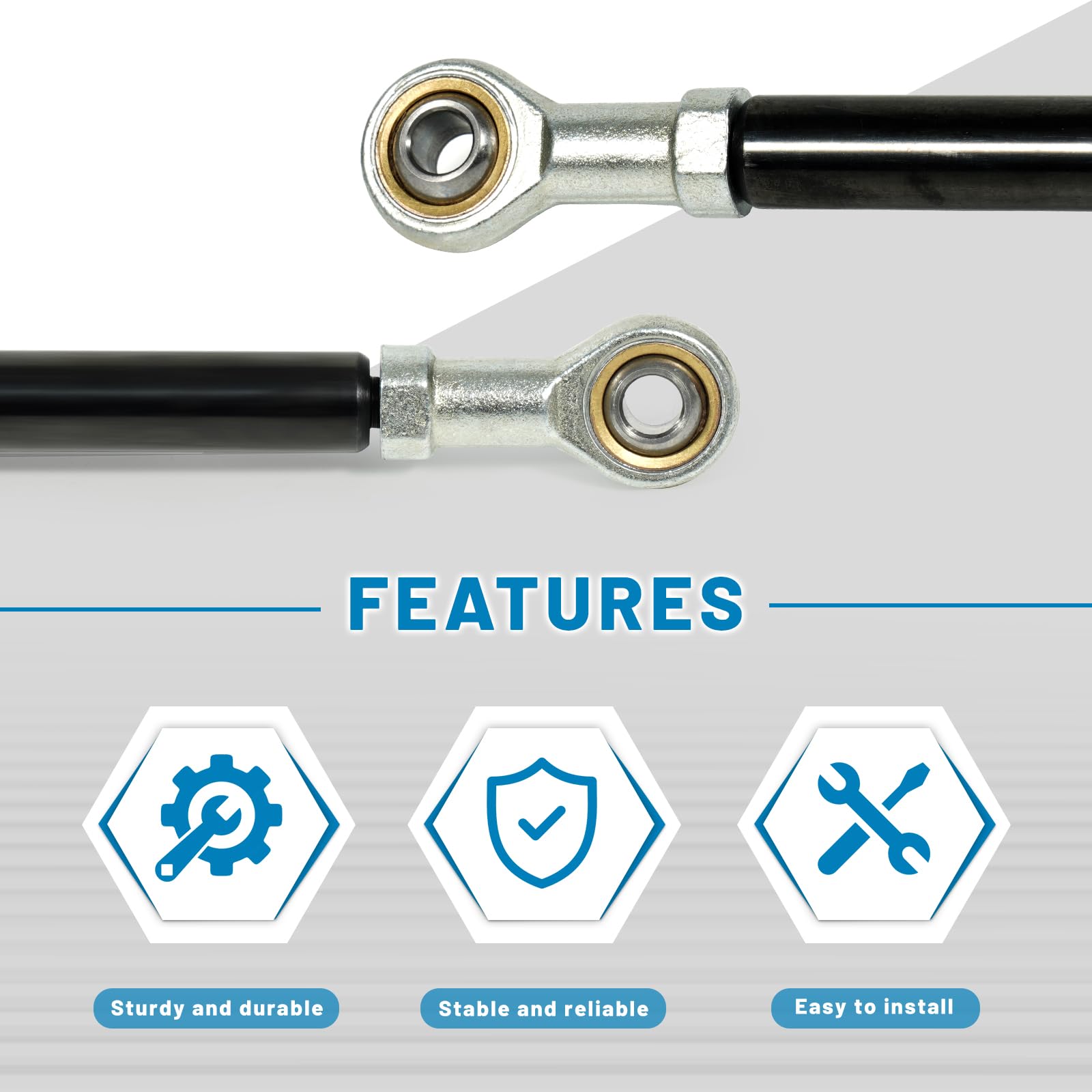 Aumzong hood lift strut in hand emphasizes sturdy construction and handling.