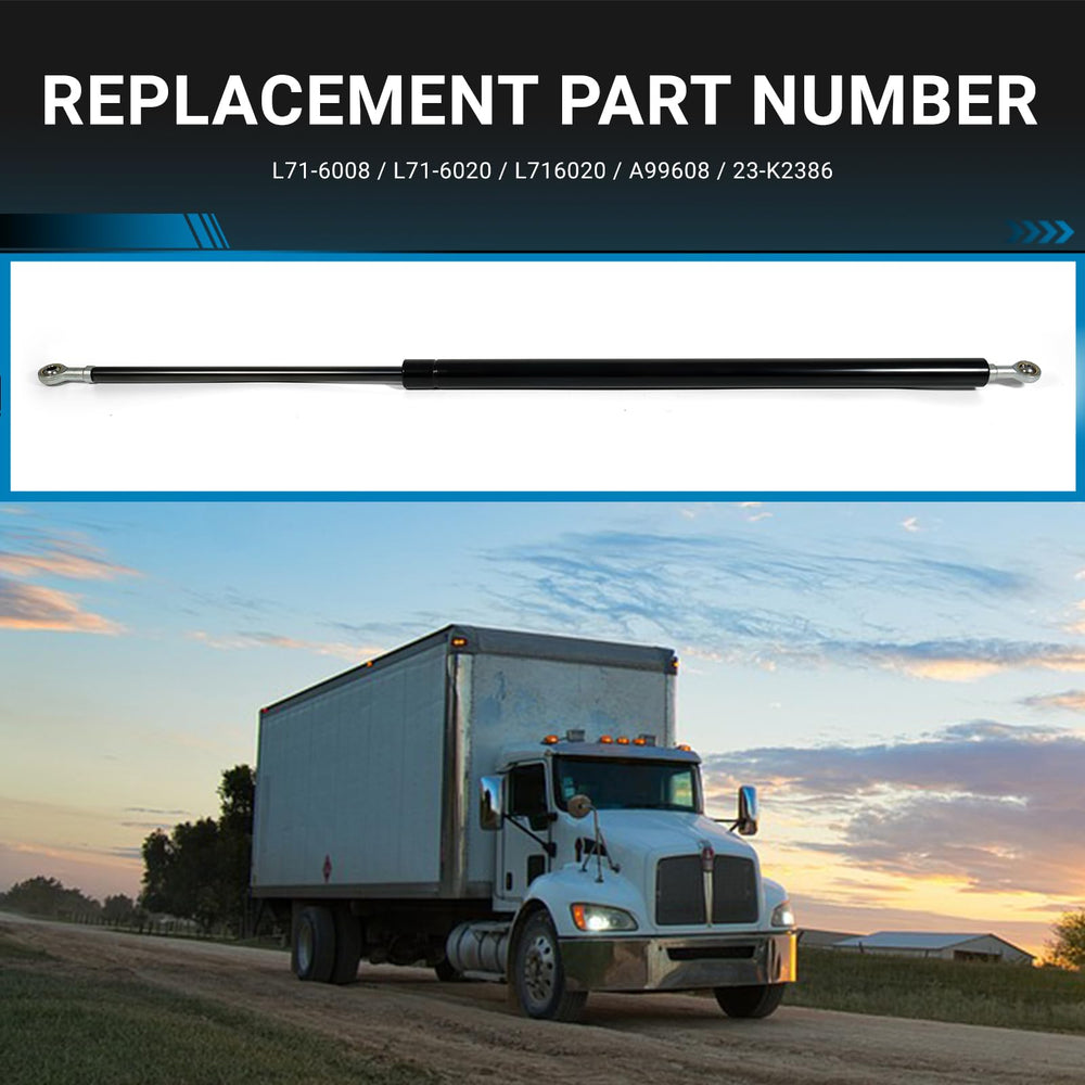 Aumzong hood lift strut installed on Kenworth T680 demonstrates secure front trunk support.