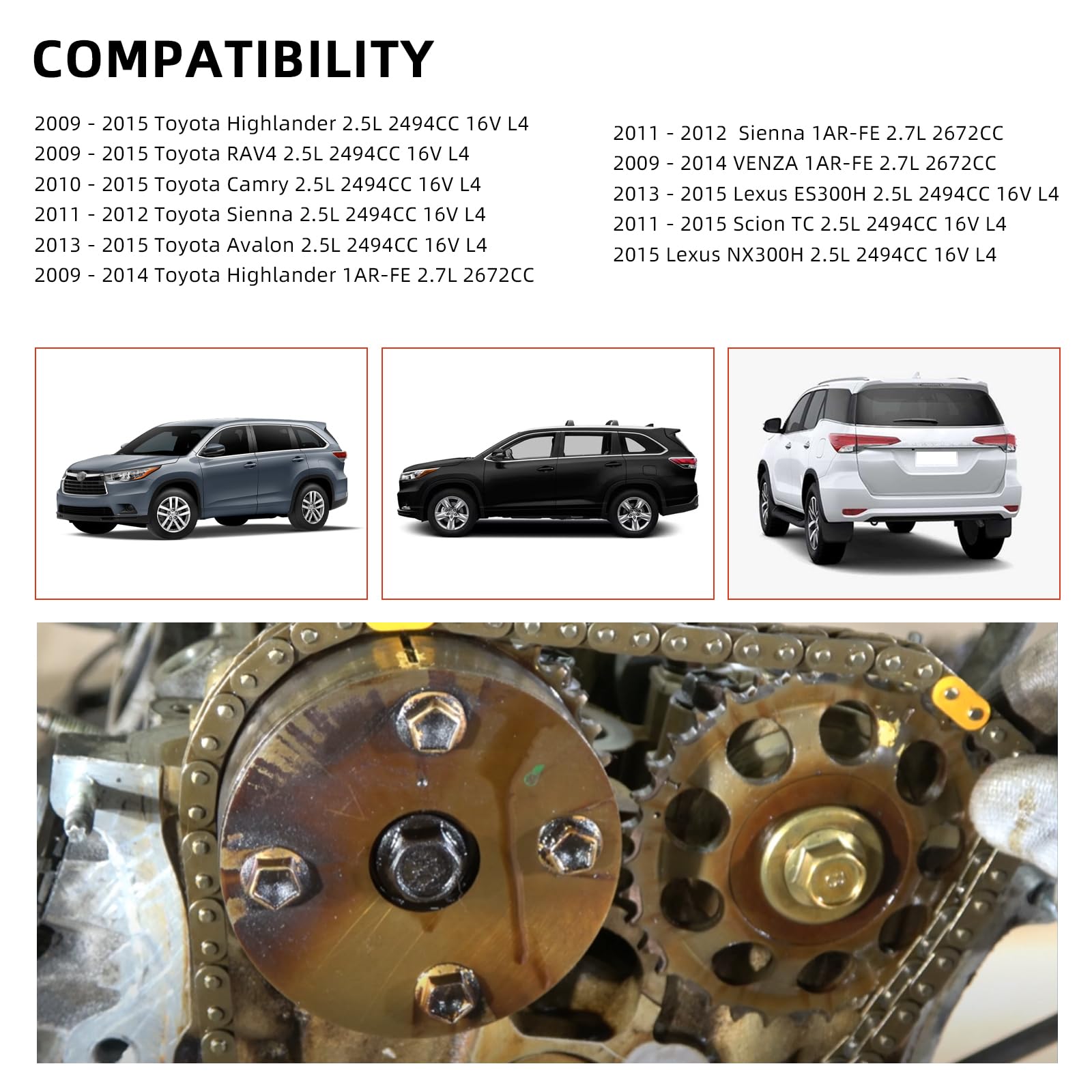 Aumzong VVT crank gear highlights alignment precision during service.