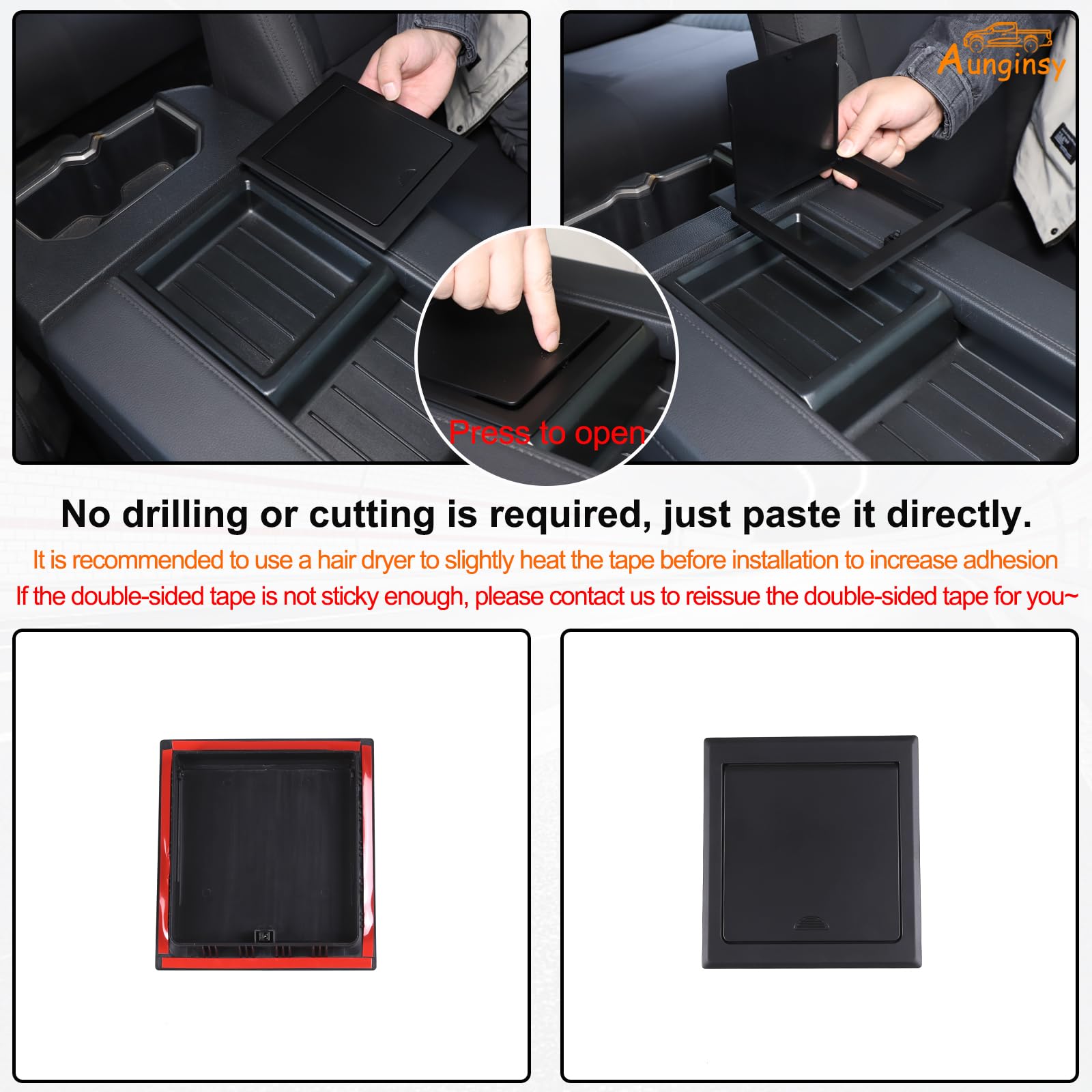 Aunginsy ABS armrest cover with secure self-adhesive installation