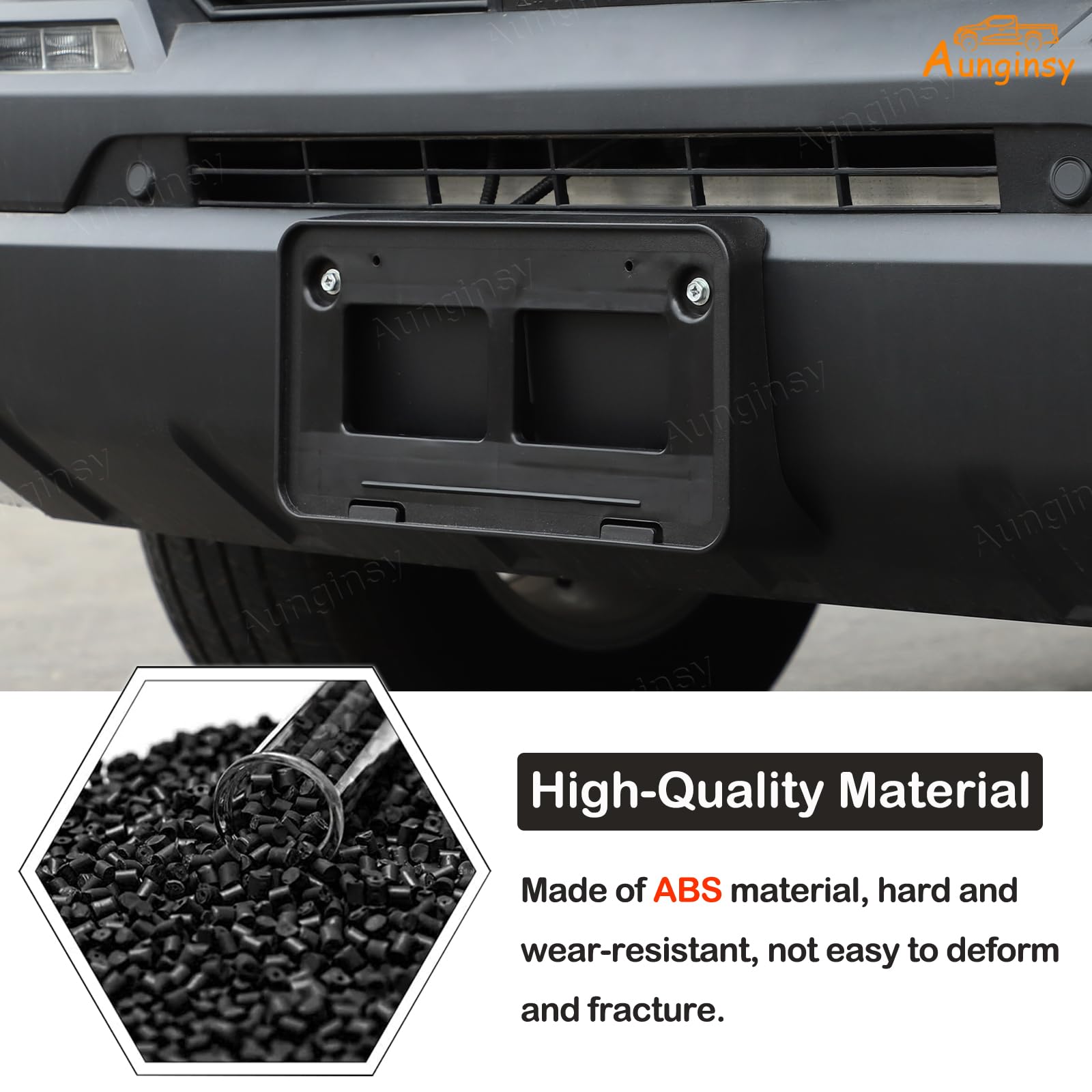 Aunginsy front license plate holder mount for quick, tool-free alignment.