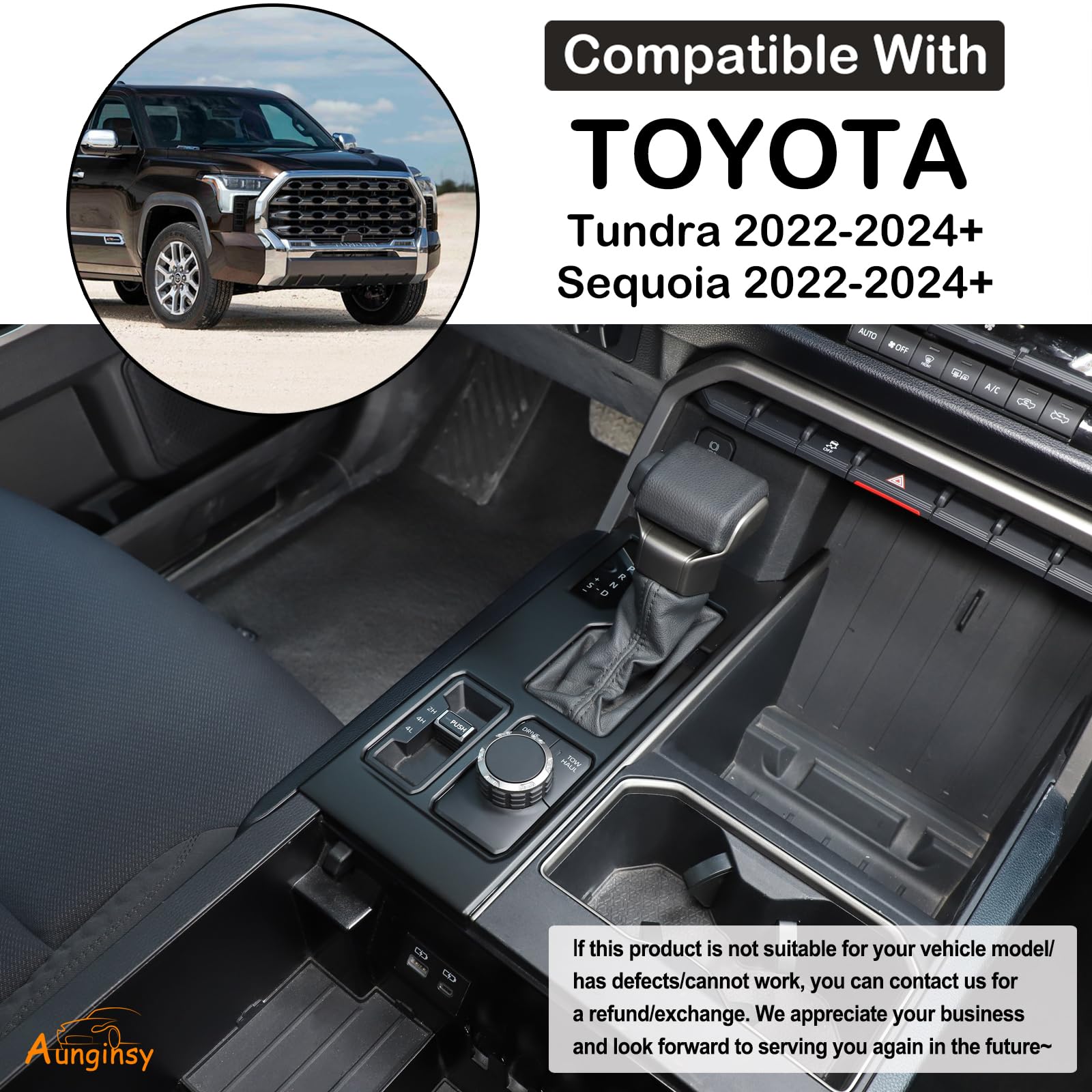 Aunginsy gear shift panel trim cover for Toyota Sequoia guards the center console against wear