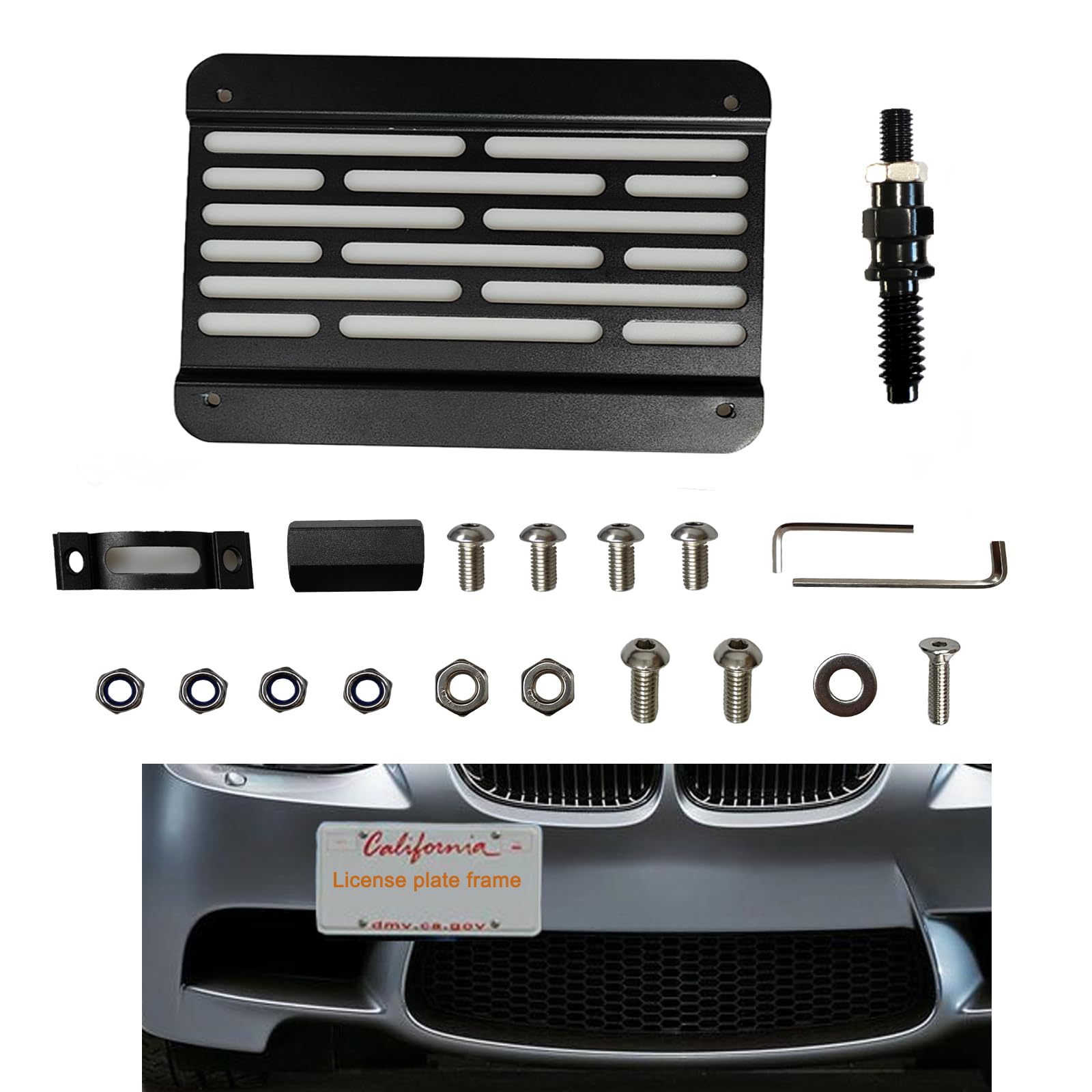 AUNOLLYS front bumper tow hook bracket for BMW with secure plate mounting.