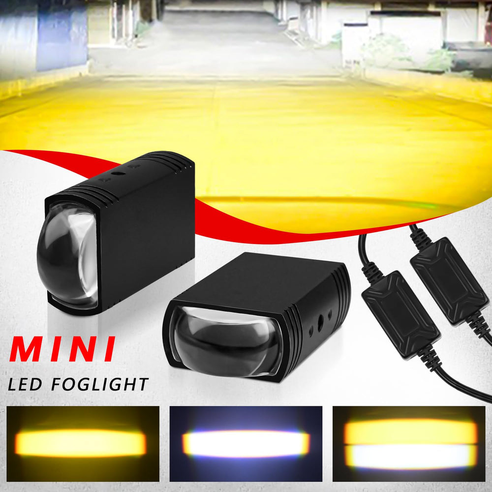 AUOKAY dual-color LED pods emit amber and white beams for fog and clear lanes