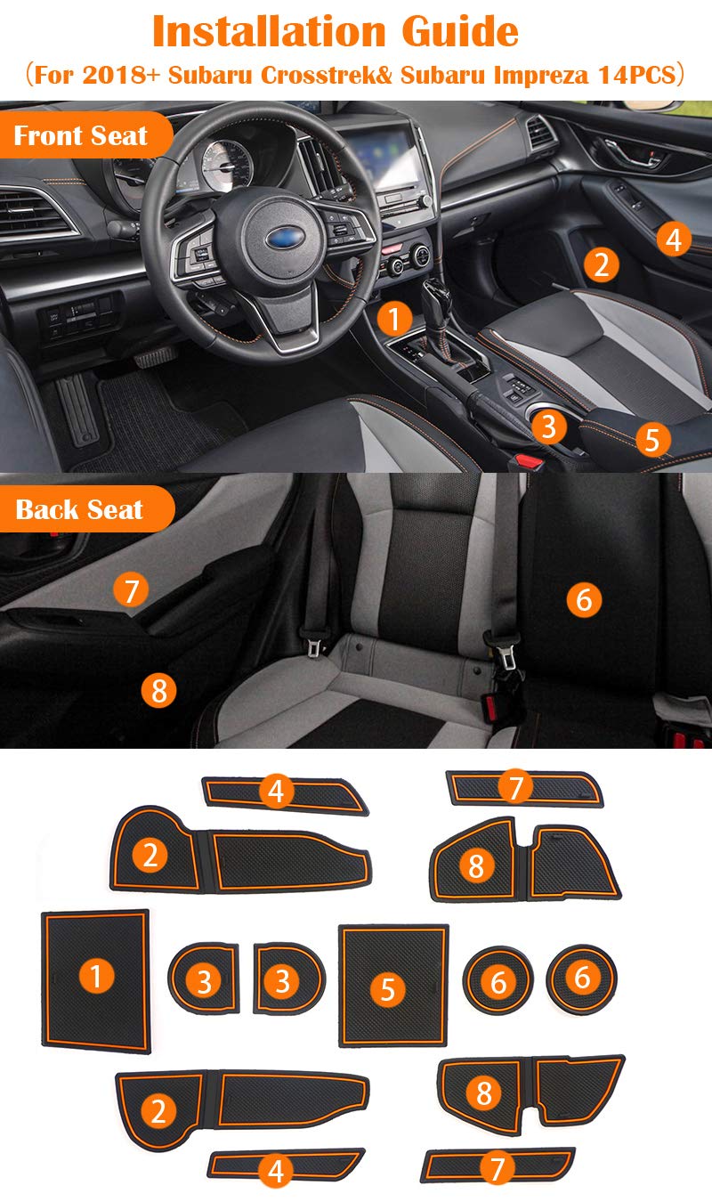 Auovo orange pack14 set provides complete interior protection for Crosstrek and Impreza