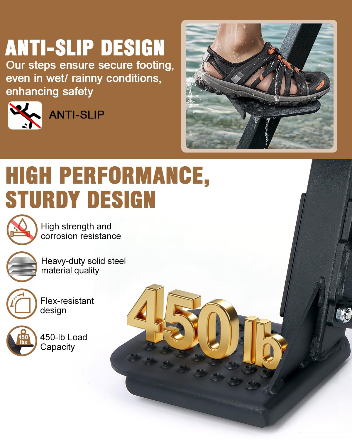 Aupar adjustable bracket enables easy mounting on various winch post crossmembers.