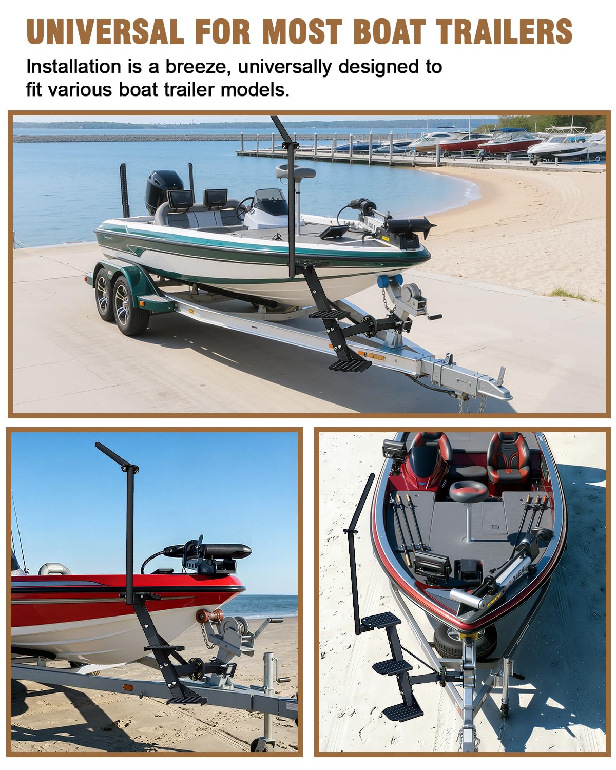 Aupar bass-boat trailer compatibility allows installation on most common models.