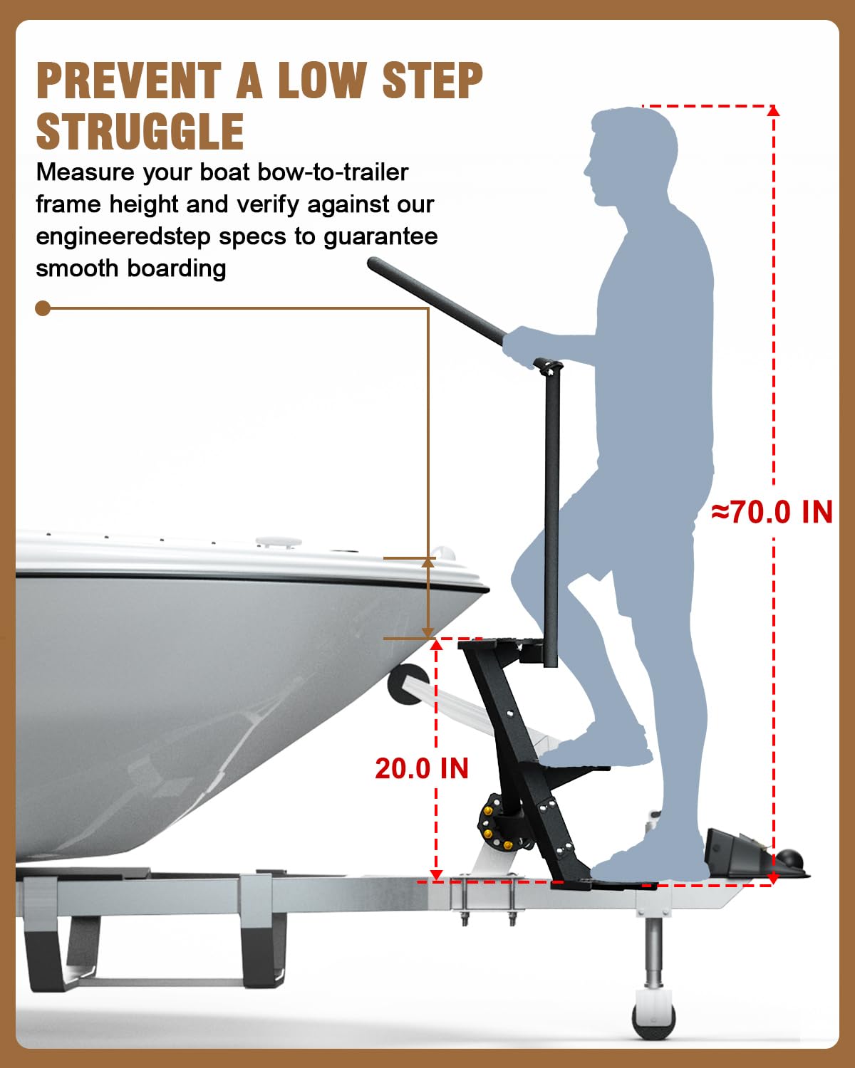 Aupar black powder coat finish resists corrosion and rough marine conditions.