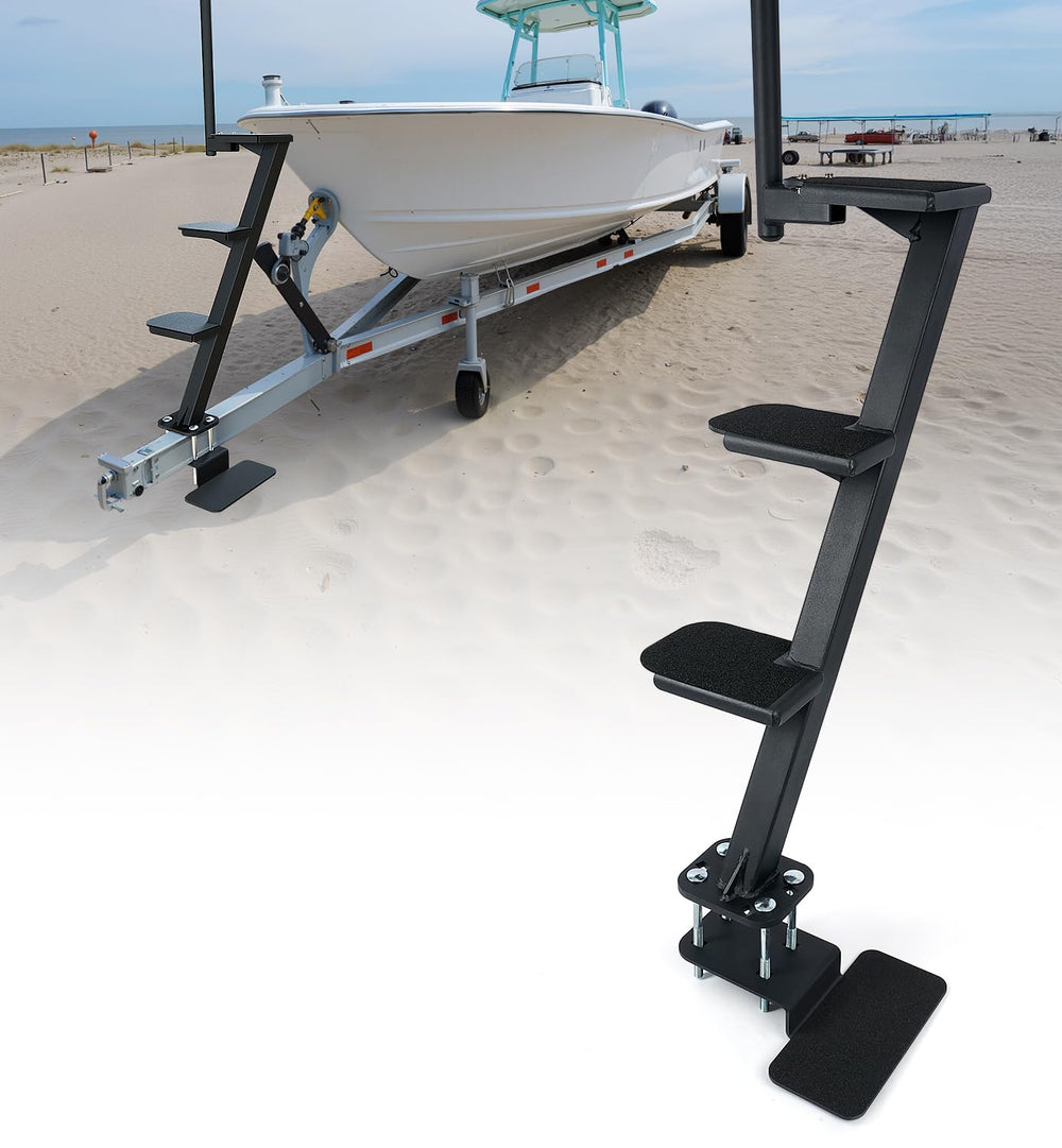 Aupar four-step configuration provides stable footing for trailer access