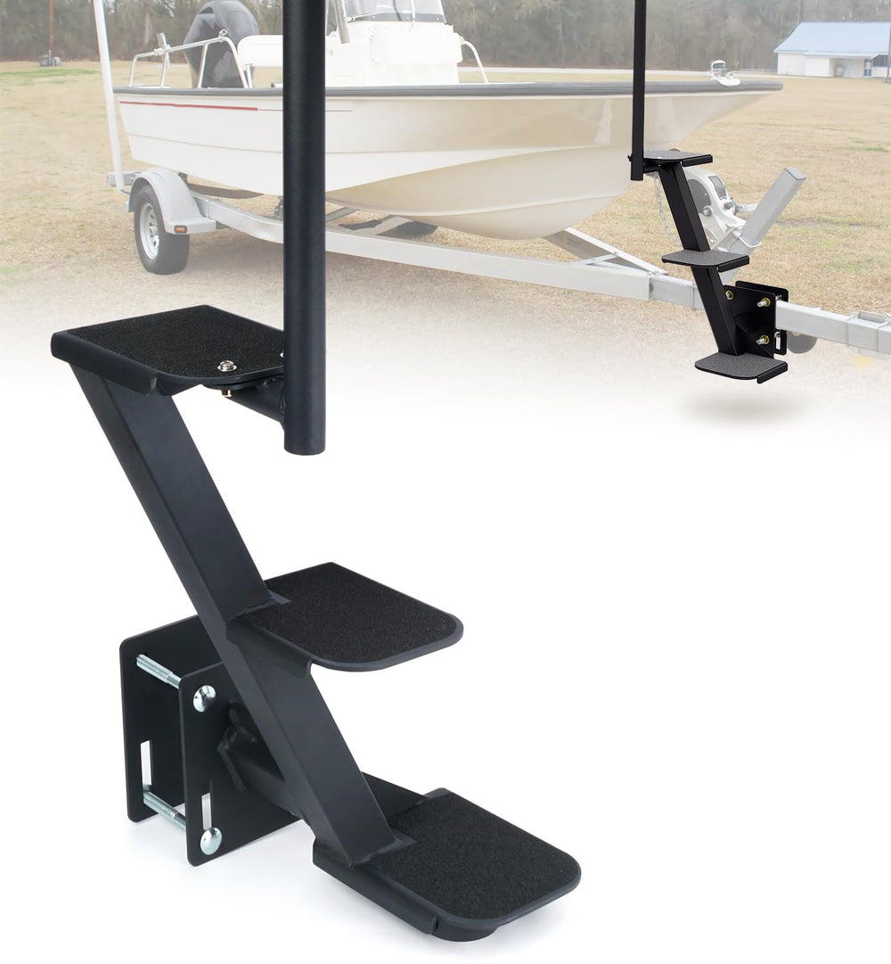 Aupar Boat Trailer Steps three-step design for secure boarding on rugged ramps