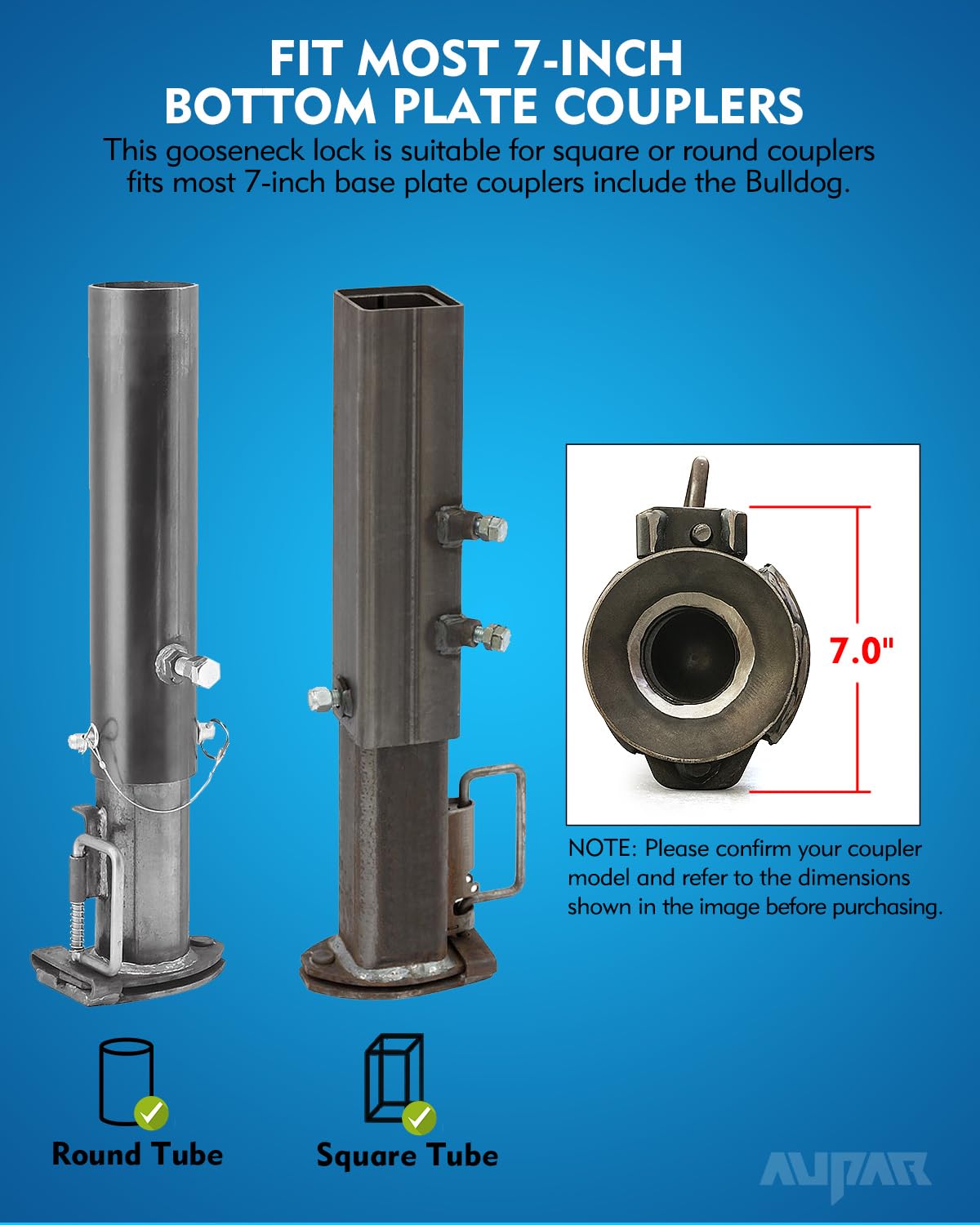 Aupar gooseneck lock core detail shows secure locking mechanism
