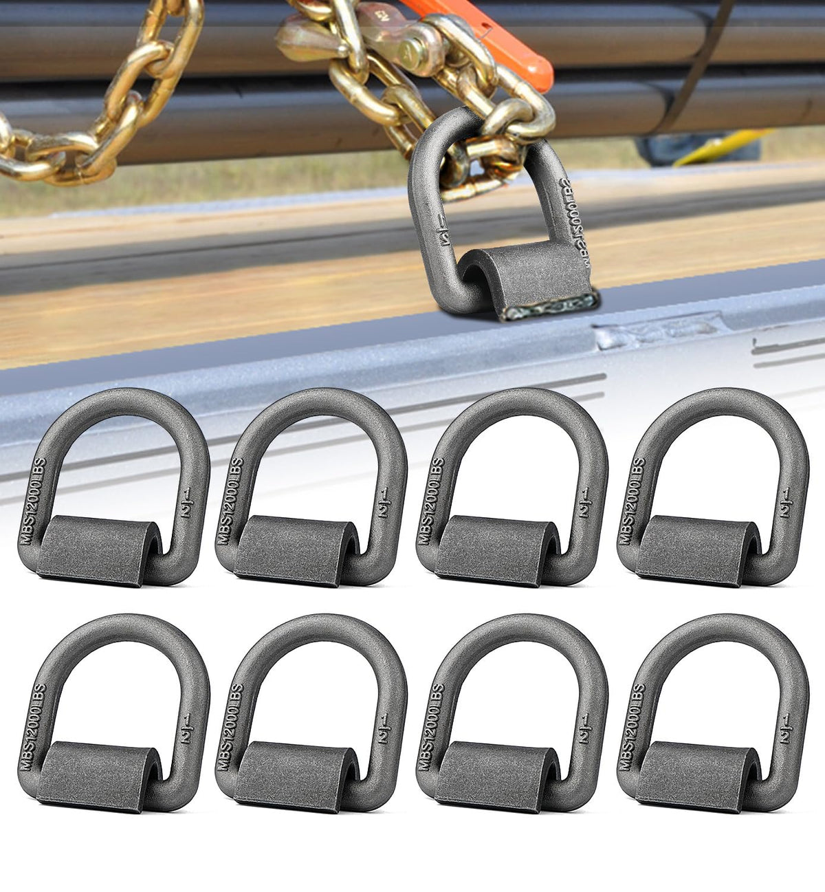 Aupar heavy-duty weld-on D-ring for secure trailer tie-downs.