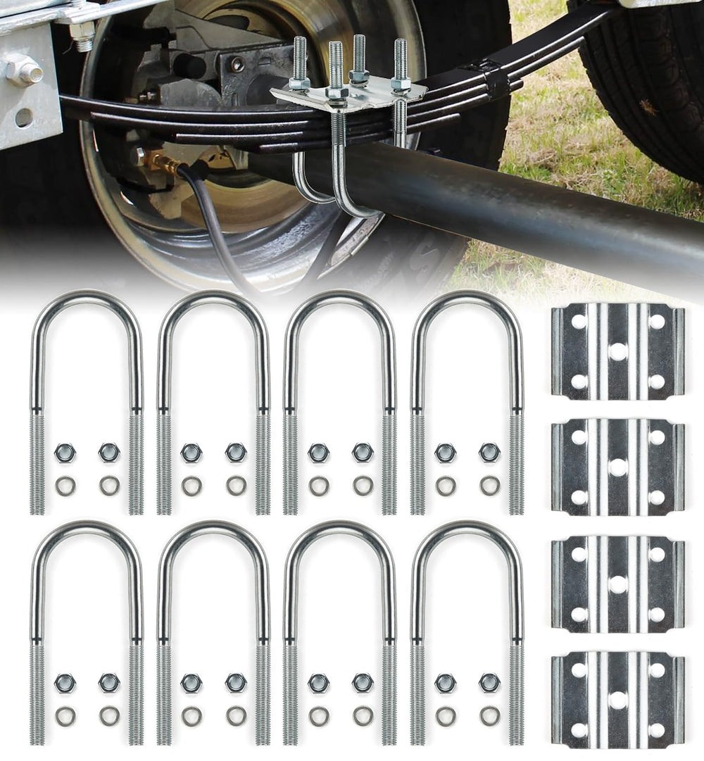 Aupar heavy-duty U-bolt kit with a 7-inch bolt for secure 3-inch axles.