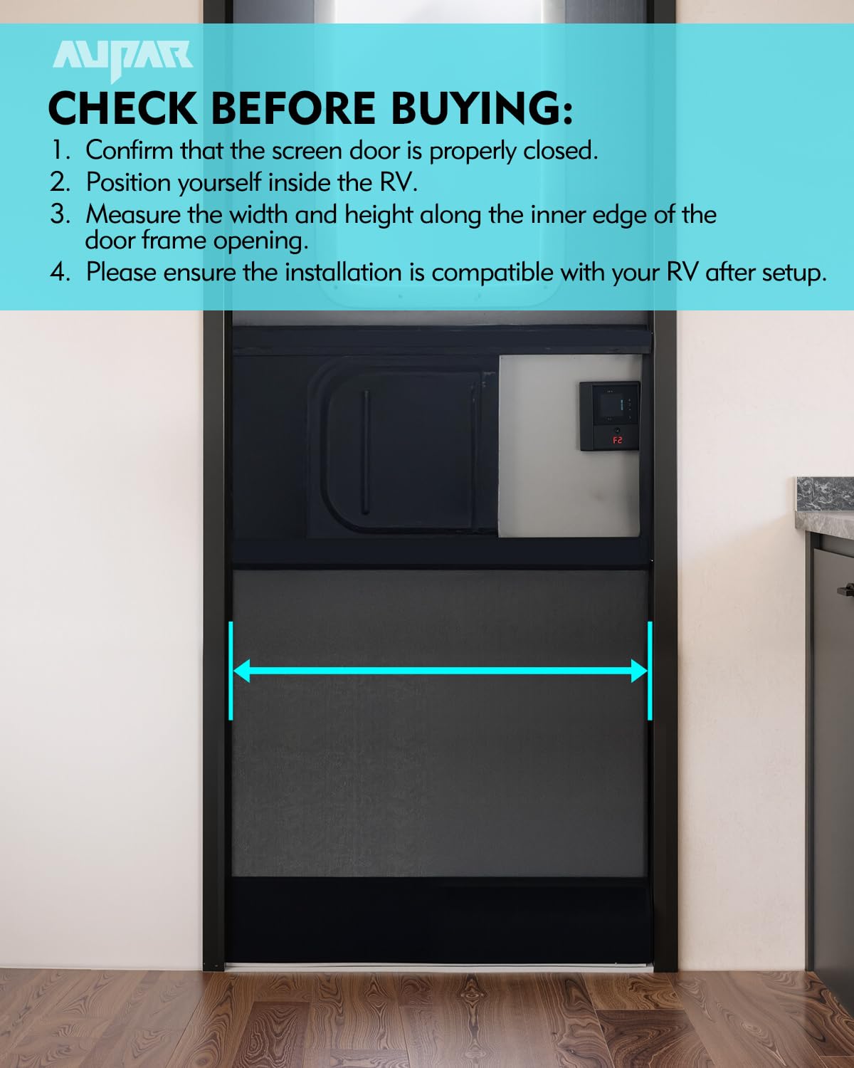 Aupar pre-assembled installation makes mounting quick and hassle-free on RV doors