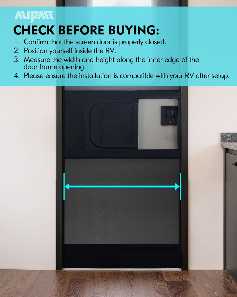 Aupar pre-assembled installation makes mounting quick and hassle-free on RV doors