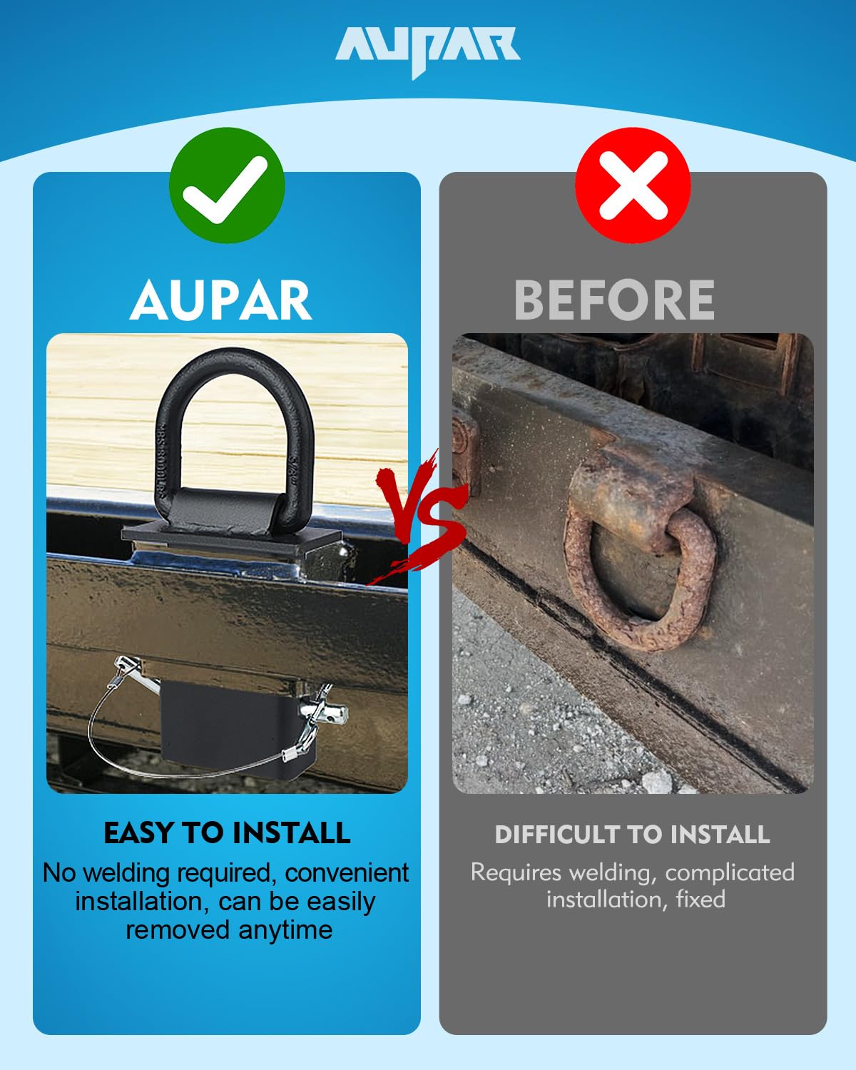 Aupar solid steel construction with corrosion-resistant black finish.