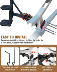 Aupar three-step design enhances boarding stability for bass boat trailers.