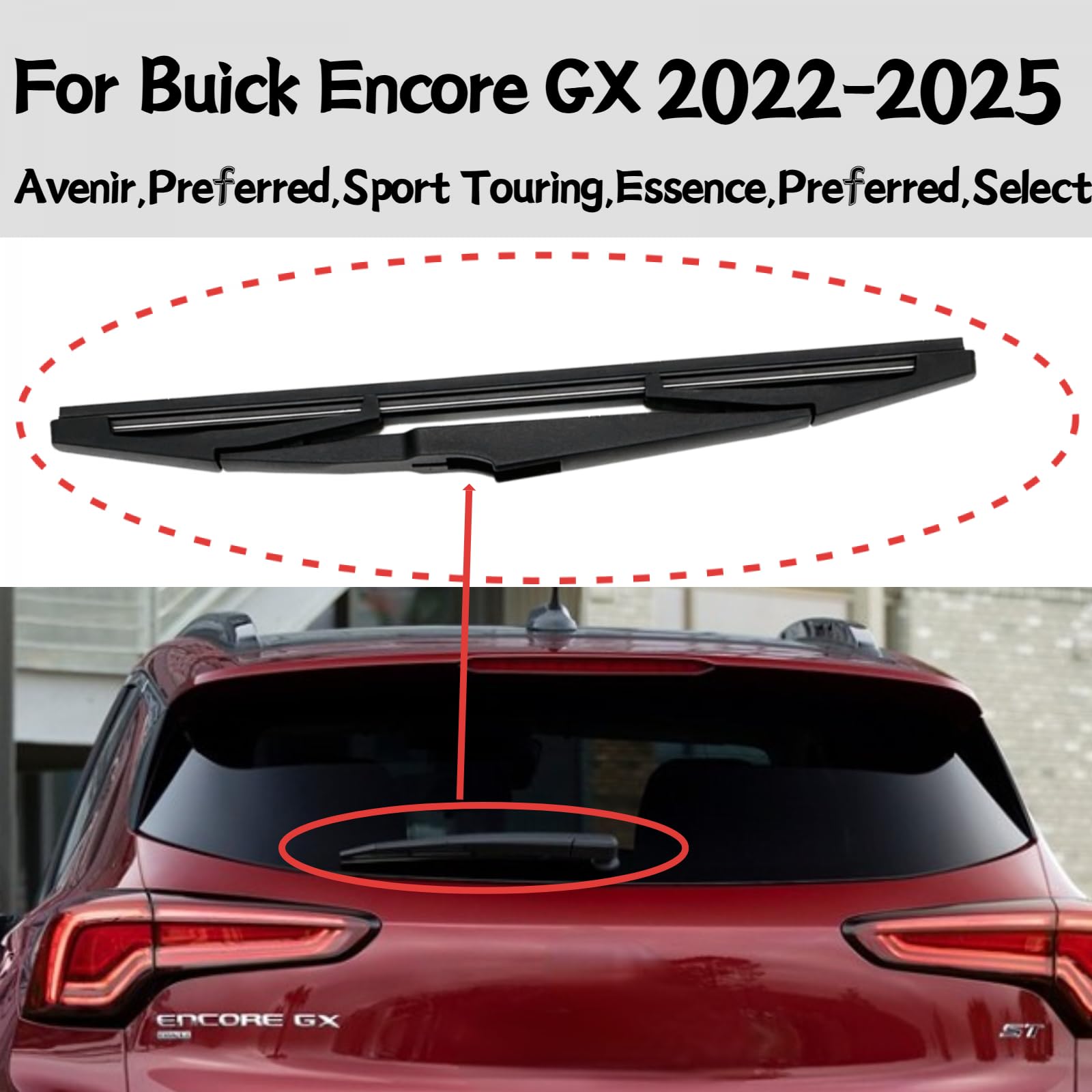 Buick Encore GX rear wiper blade clears rain and snow smoothly