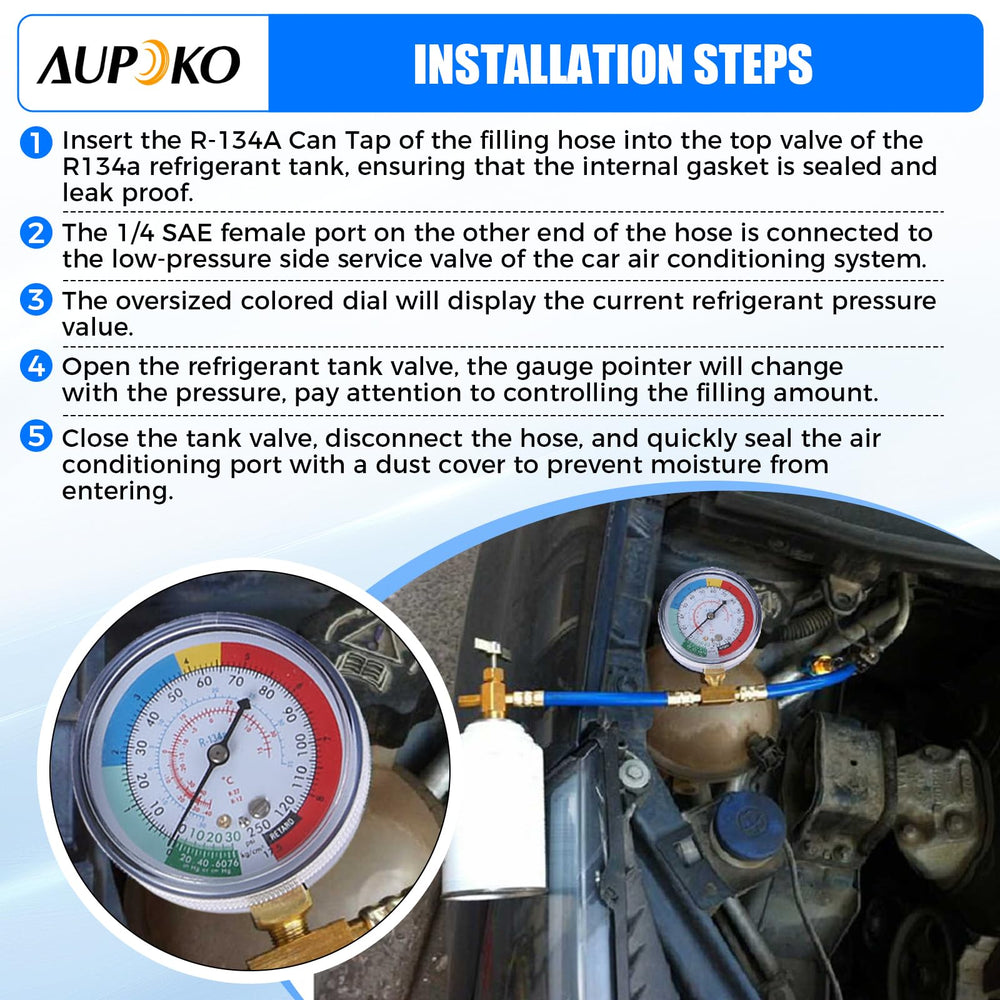 Aupoko 200 PSI low-pressure gauge for monitoring AC charges