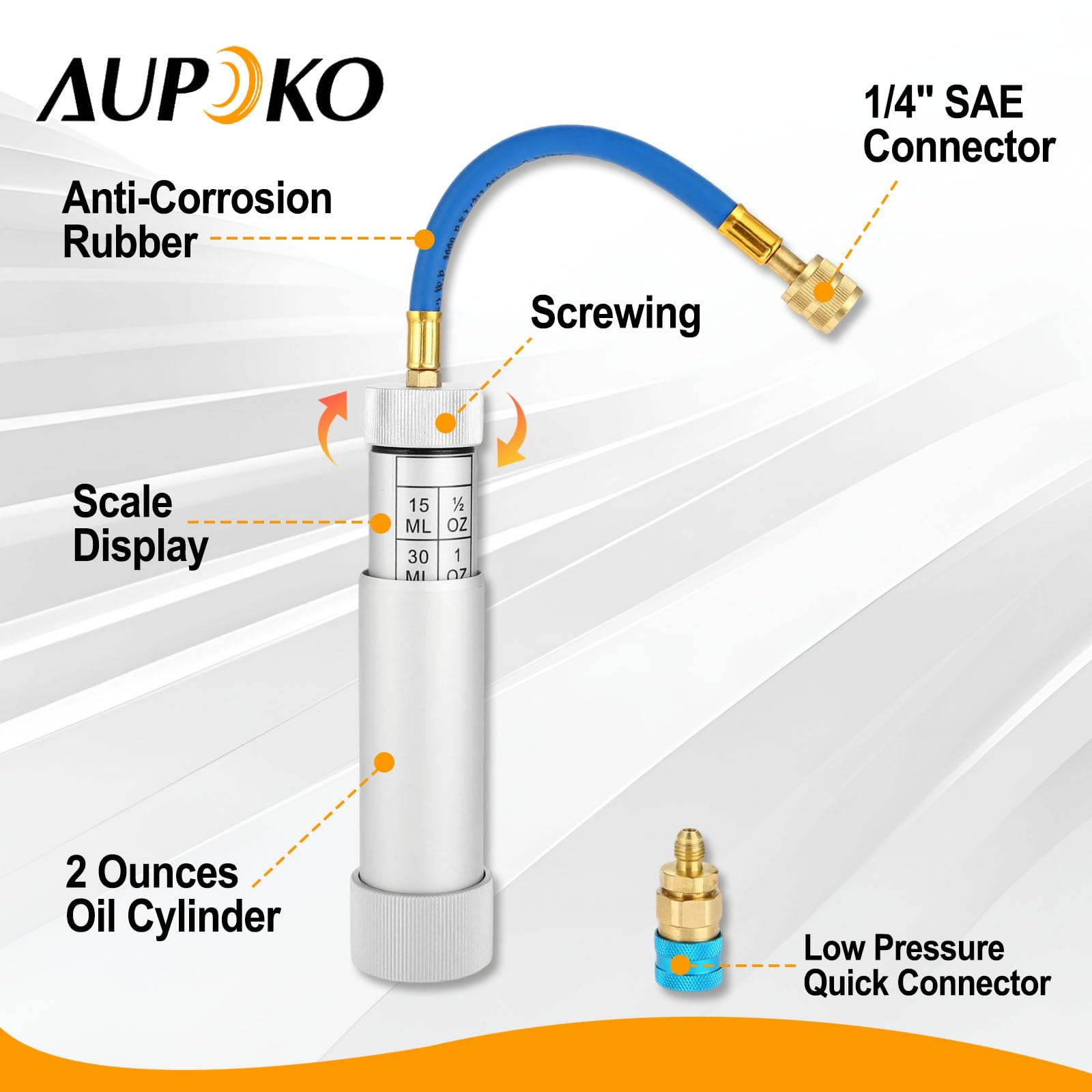 Aupoko 2 oz oil reservoir, visual for efficient one-shot refills.