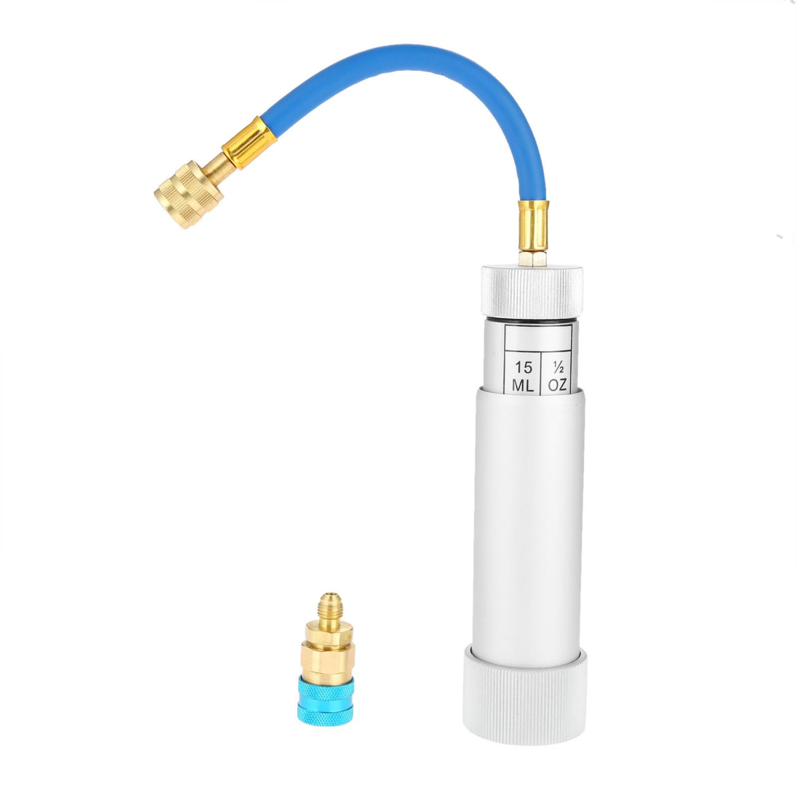 Aupoko AC oil and dye injector with snap coupler, compact visual for fast injections.