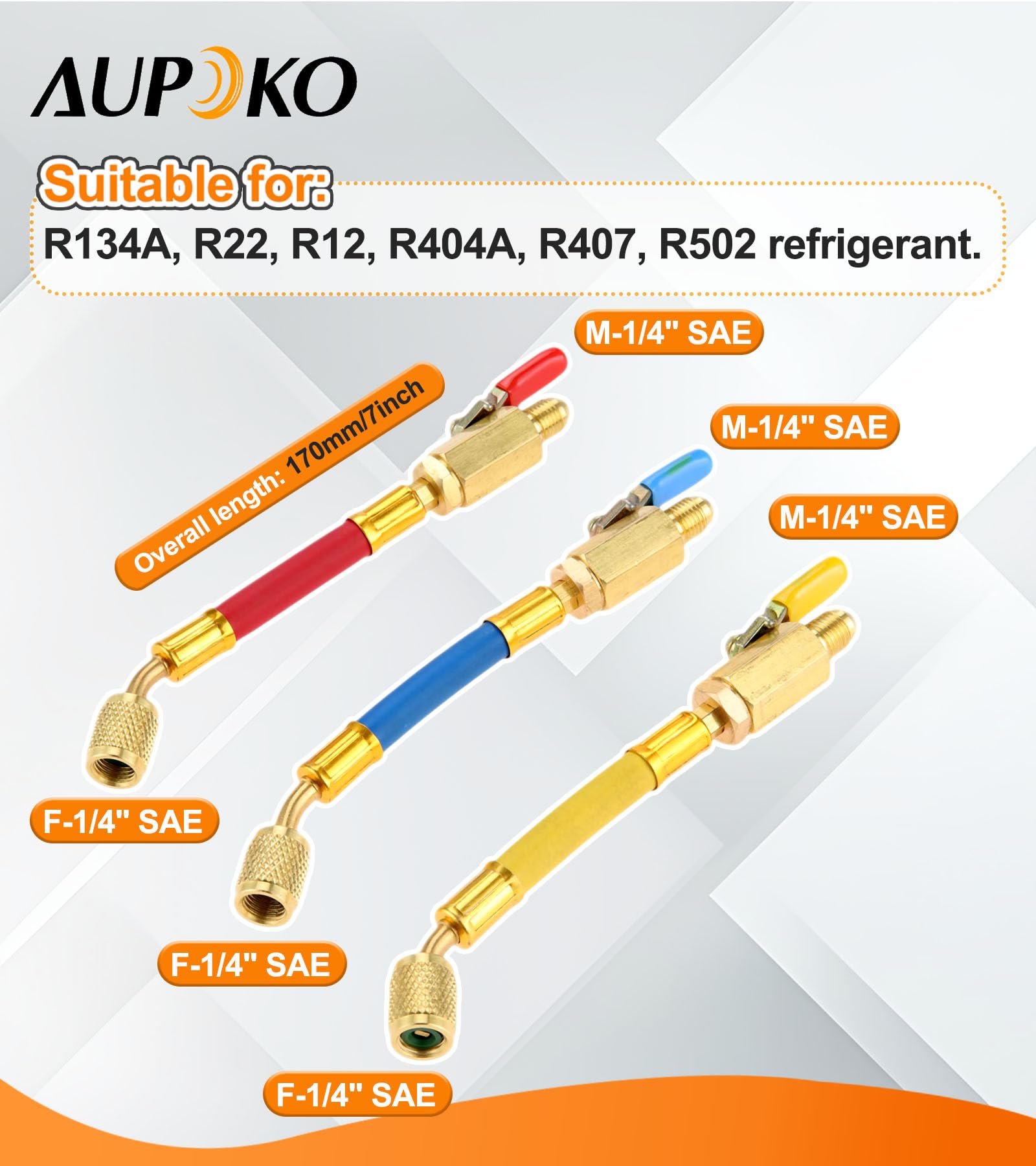 Aupoko brass ball valve with 1/4 SAE threads provides precise on-off control.