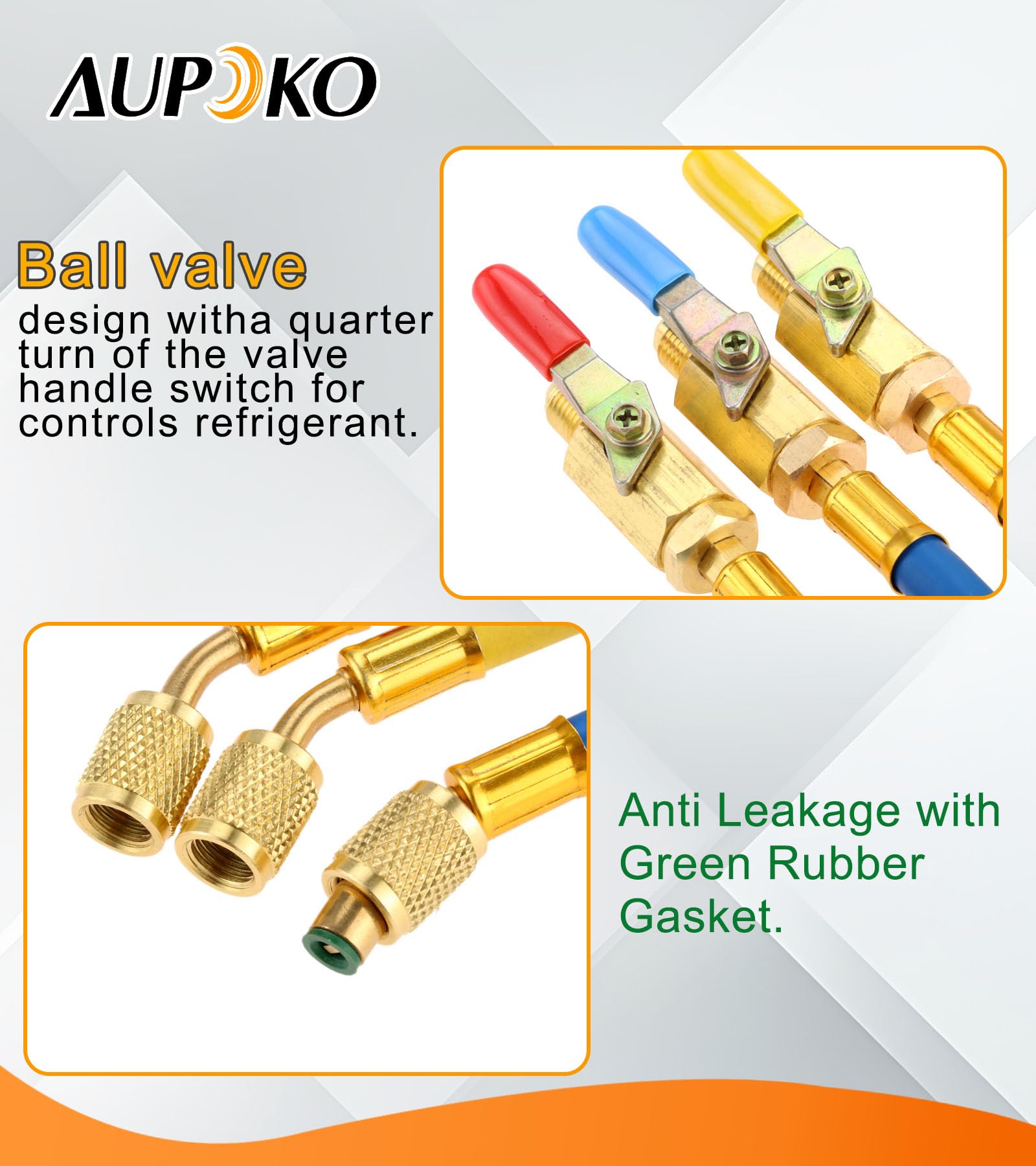 Aupoko 1/4 SAE hose ends are compatible with common refrigerant ports.