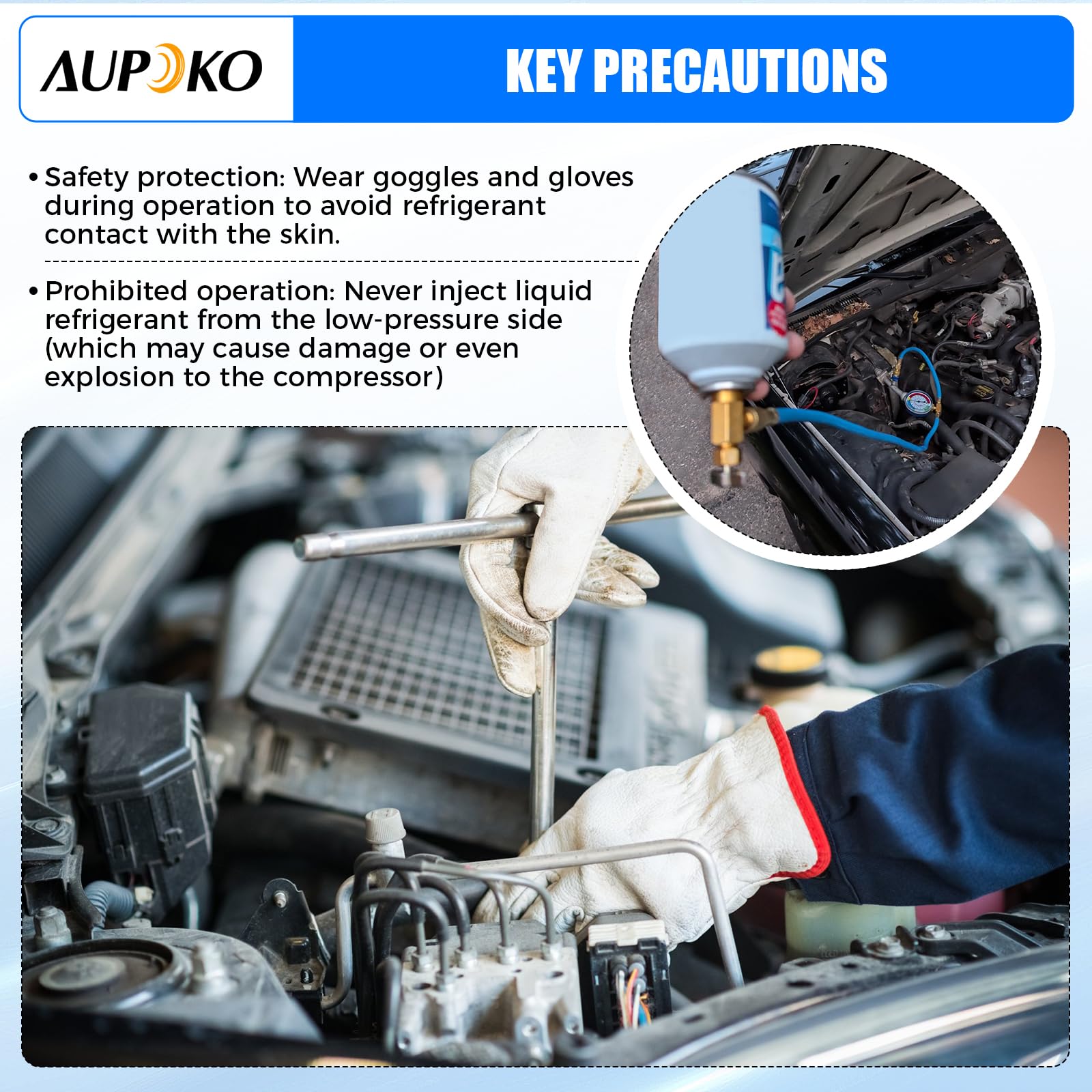 Aupoko 13mm low-side adapter supports R134A charging
