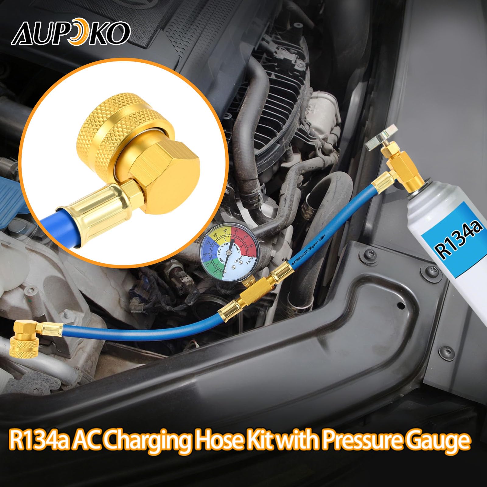 Aupoko recharge hose assembly designed for reliable refrigerant transfer