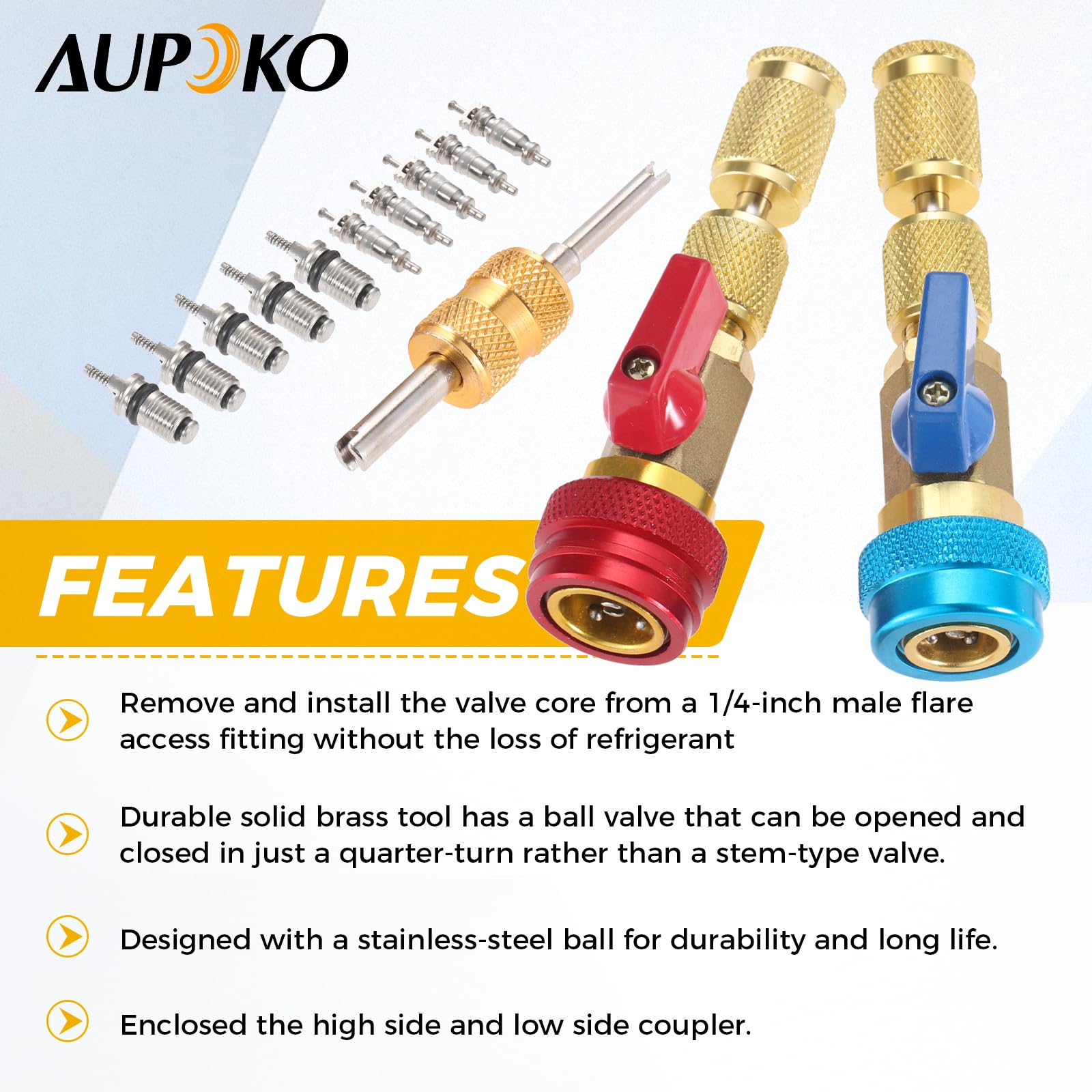 Aupoko brass service valve core remover kit for durable use